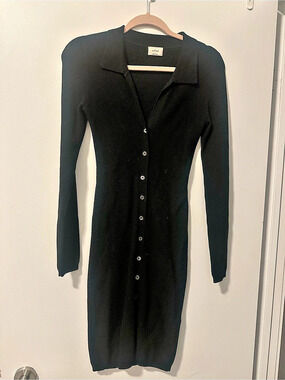 Wilfred Black Button-Front Midi Dress Like New